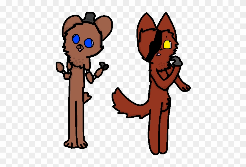 Fnaf Poses Freddy And Foxy By Clearwater-artist - Cartoon #1081659