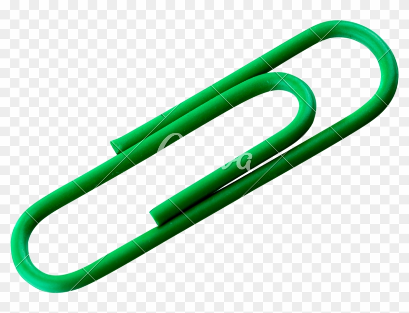 Green Paper Clip Isolated On White Background - Paper Clip #1082554
