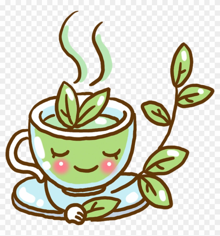 Green Tea Coffee Cartoon Illustration - 茶葉 卡通 #1084165