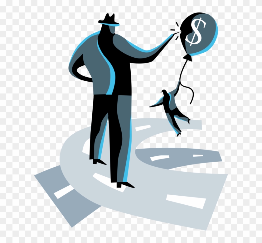 Vector Illustration Of Businessman Deflates Competition - Illustration #1084262