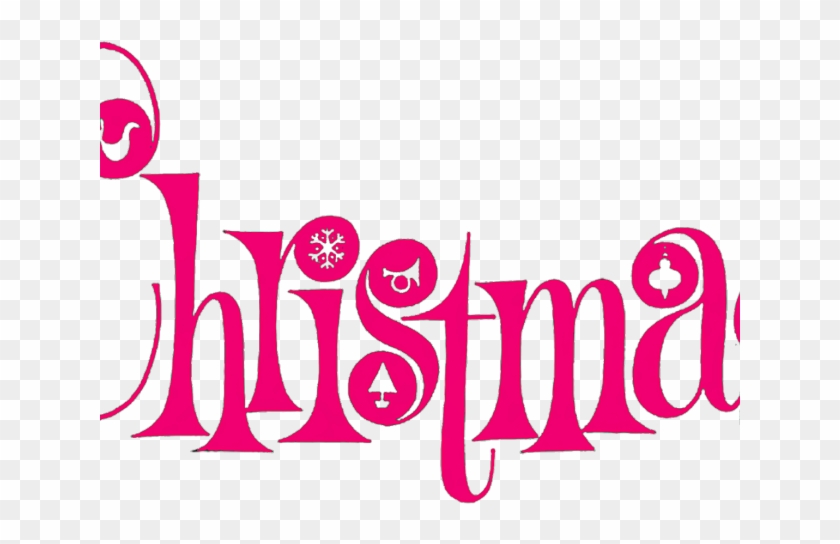 Merry Christmas Text Clipart Pink - Christmas Clip Art #1084305