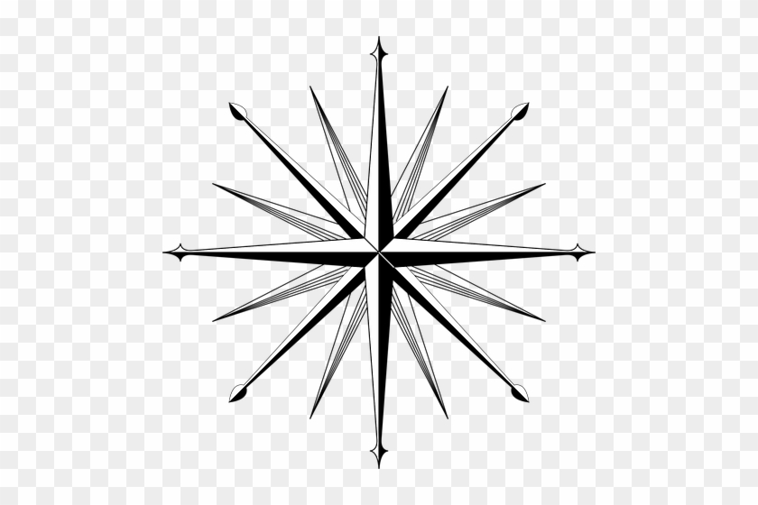 Wind, Rose, Compass, Direction - Blank 16 Point Compass Rose #1084626