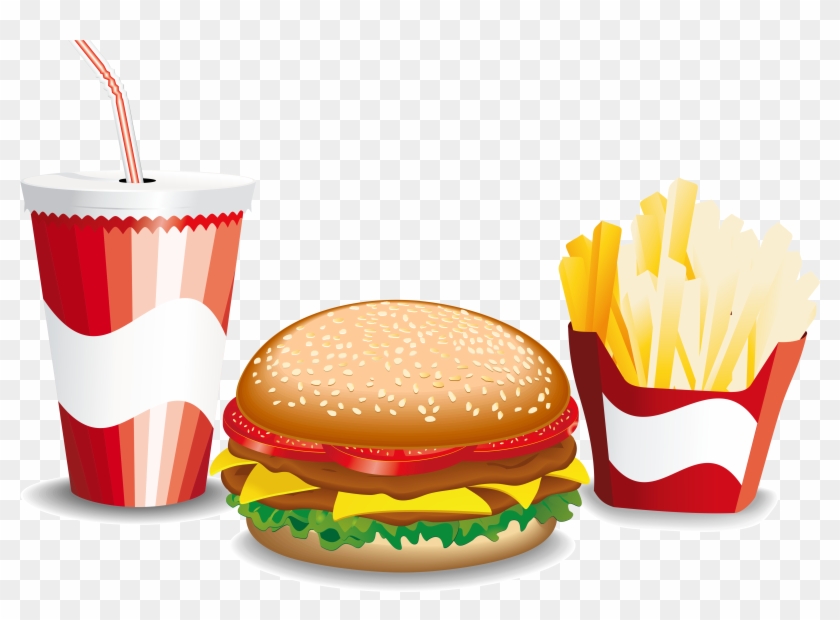 Hamburger Fast Food French Fries Cheeseburger - Fast Food Vector Png #1086091