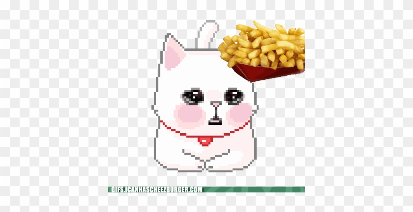 Animated Cat Cheezburger Chips Fast Food Food Fries - Cartoon Cat Foot Gifs #1086182