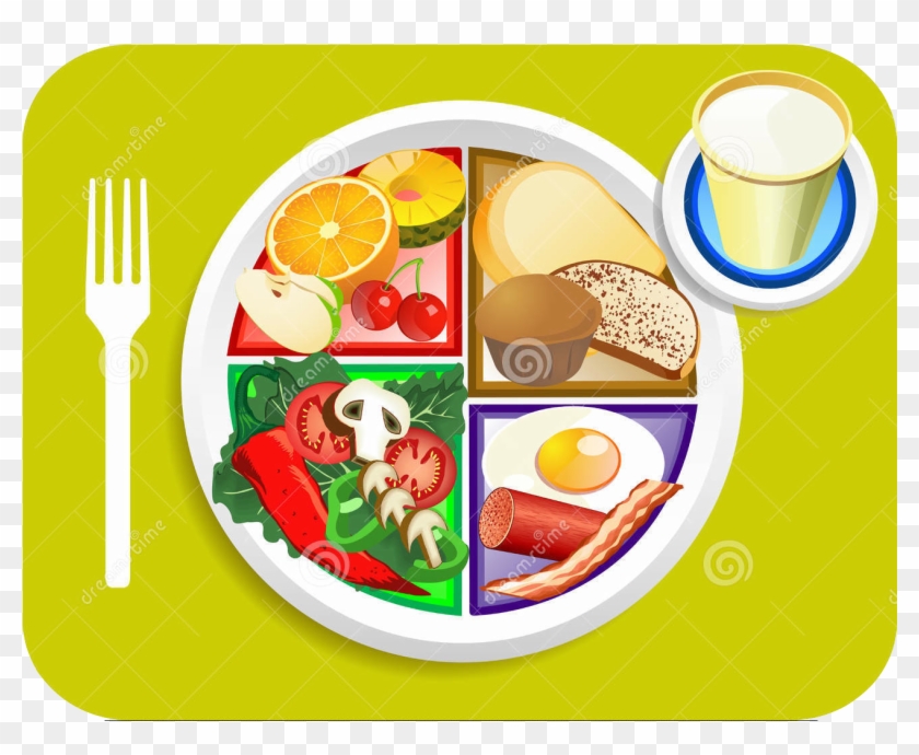 Cartoon Restaurant Food Plate Car - Fruits Vegetables Grains Protein Dairy #1088961