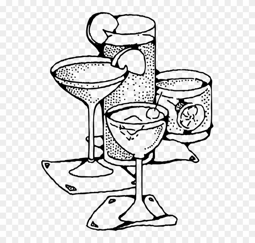 Cocktail, Mixed Drink, Cocktail Glasses, Coctail Glass - Drinks Black And White #1090143
