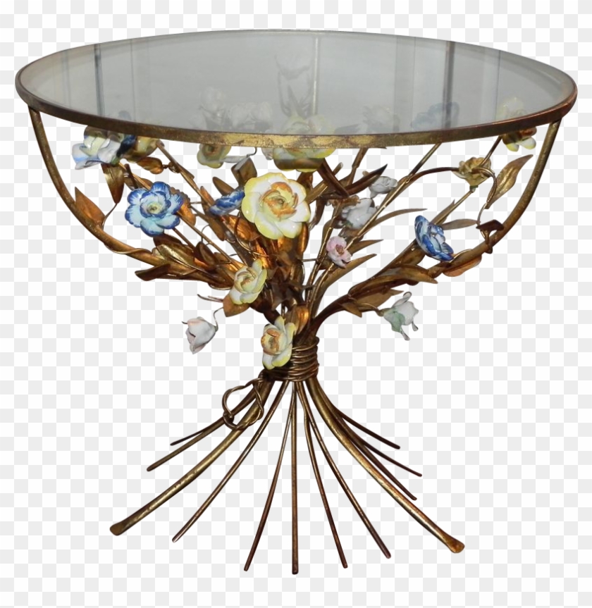 Lovely And Delightful Vintage Italian Gold Gilt Tole - Coffee Table #1090180