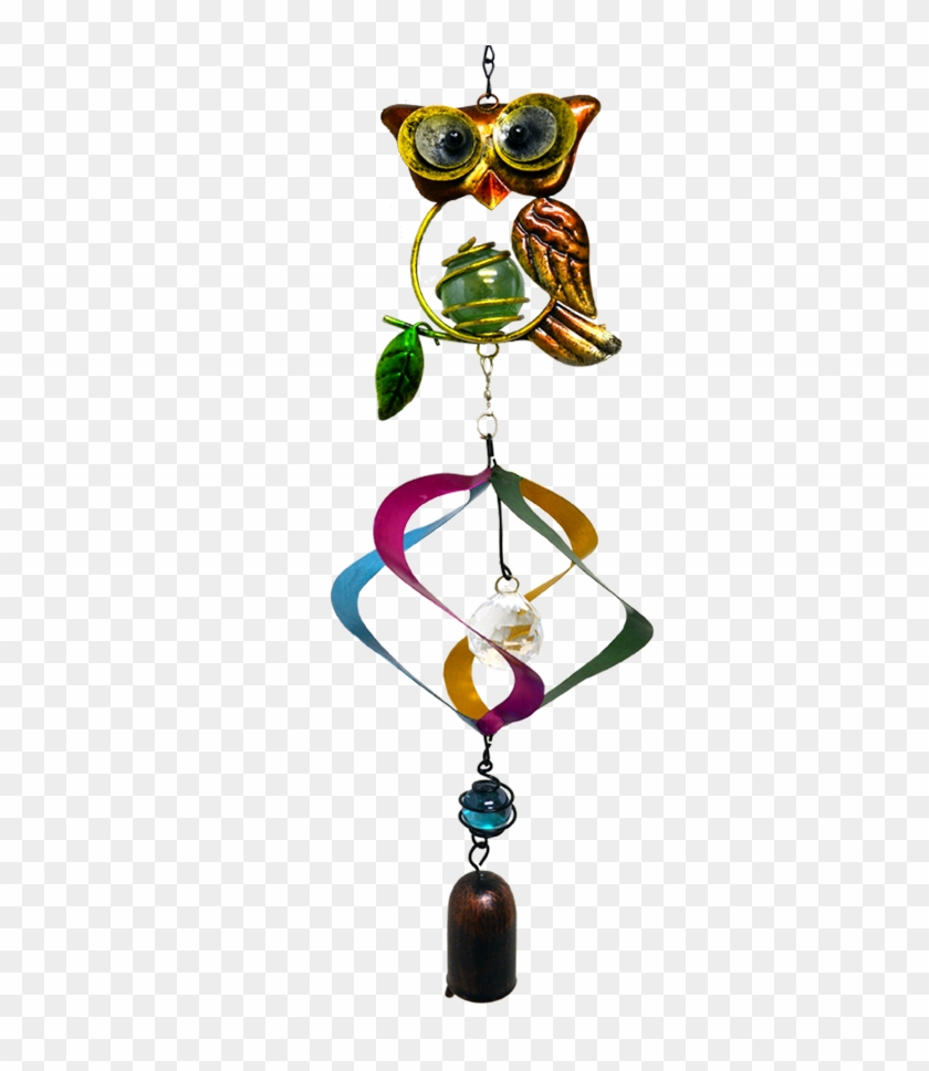 Greatworldcompany Owl Stained Glass Hanger With Spiral #1090221