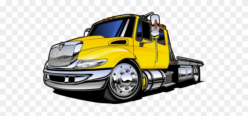 24 Hour Towing & Recovery - Flatbed Tow Truck Vector #1090281