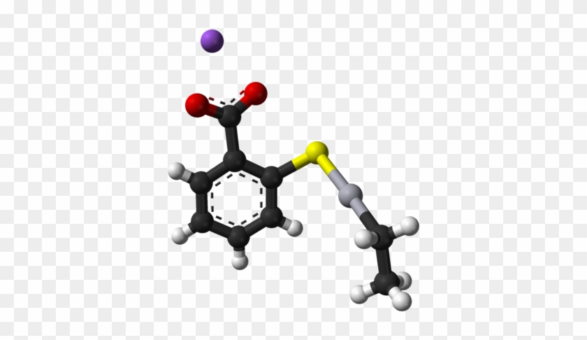 Ball And Stick Representation Of Thimerosal, Dashes - Inorganic Chemistry: Techniques And Mechanisms #1090692
