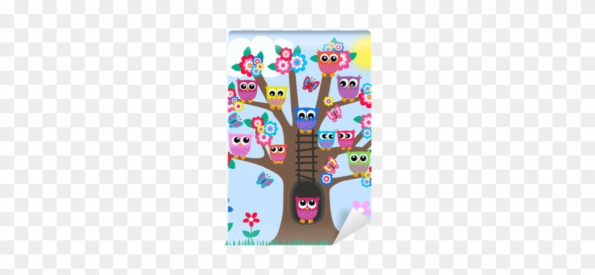 Cartoon Owls In Tree #1091616