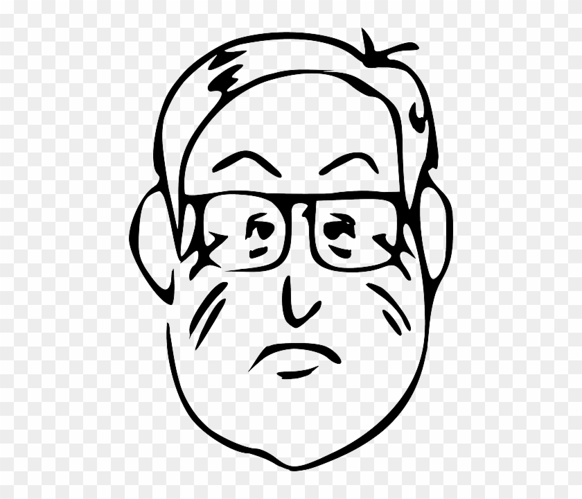 Beard Head, Part, Outline, Man, Face, Body, Glasses, - Man Face Drawing Cartoon #1097103