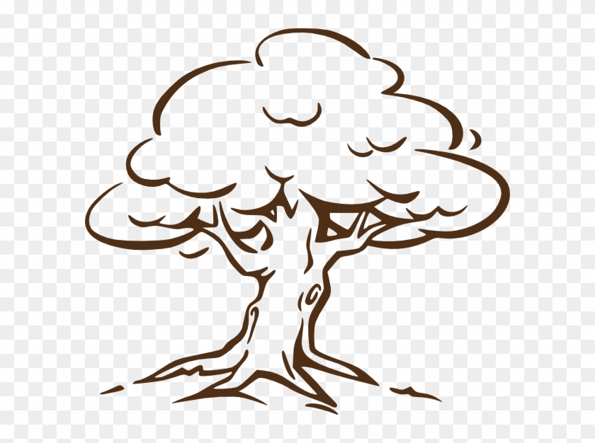 Brown Oak Tree Svg Clip Arts 600 X 546 Px - Outline Of A Tree #1097598
