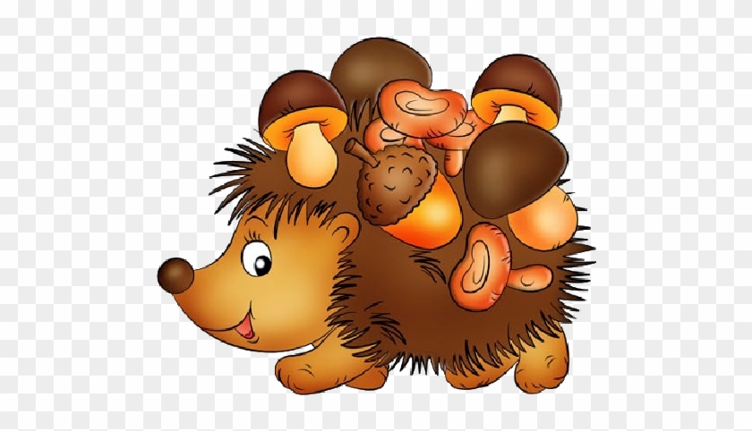 Cute Hedgehog Carrying Mushrooms - Hedgehog With Mushroom Cartoon #1097667