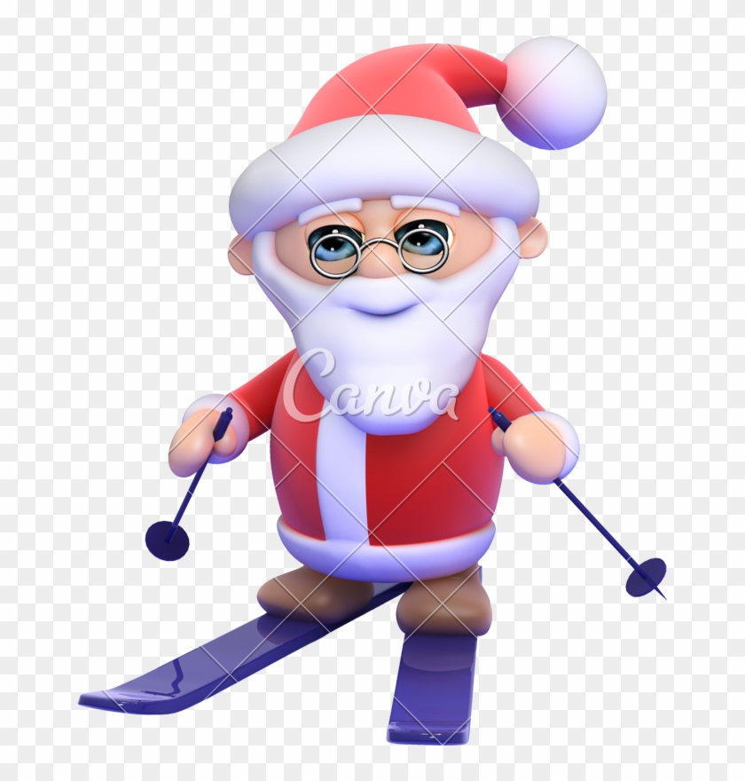3d Santa On Skis - Illustration #1101539