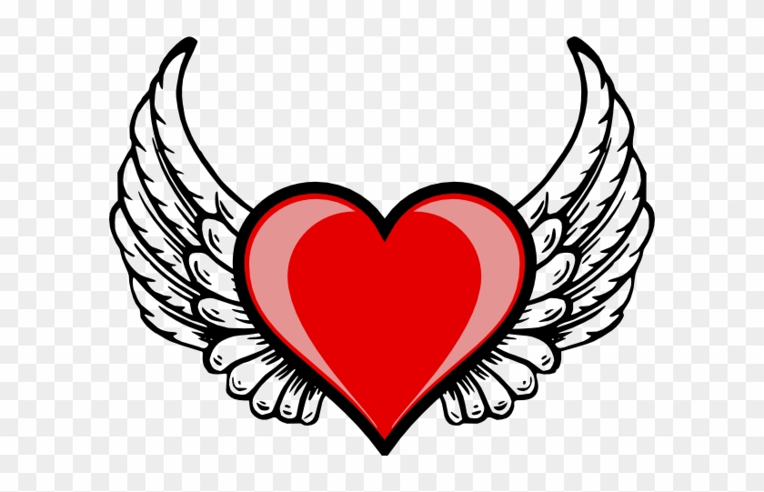 Gold Ribbon Vector Png Download - Love Heart With Wings #187825