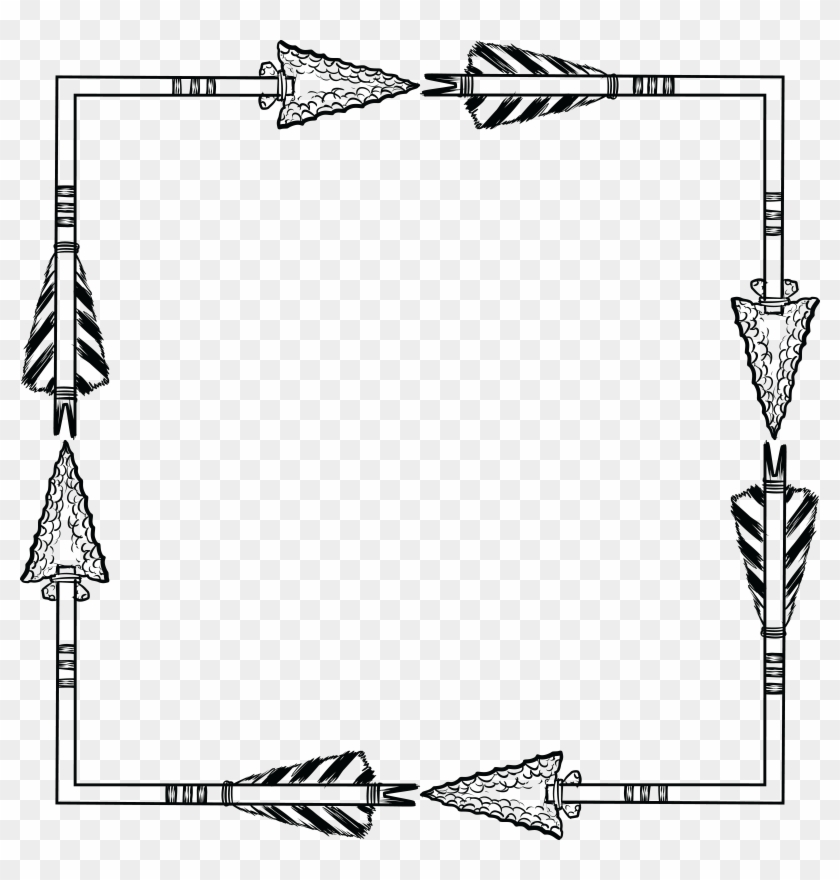 Free Clipart Of A Flint Arrow Square Shaped Frame - Olympic Pictograms Fencing #189335