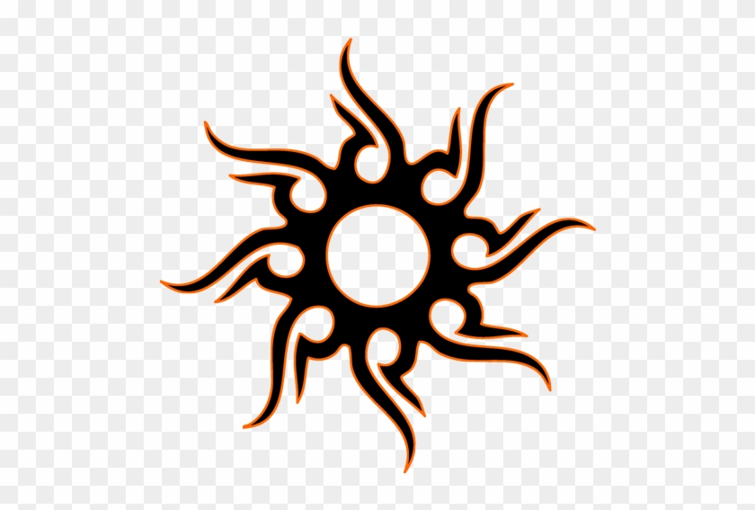 Red Outline Black Tribal Sun Tattoo Design - David Star 8 Points #189683