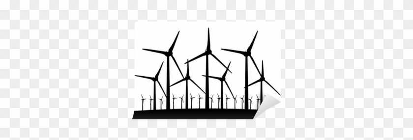 Group Of Different Aeolian Windmills Silhouette Wall - Wind Turbine #1103336