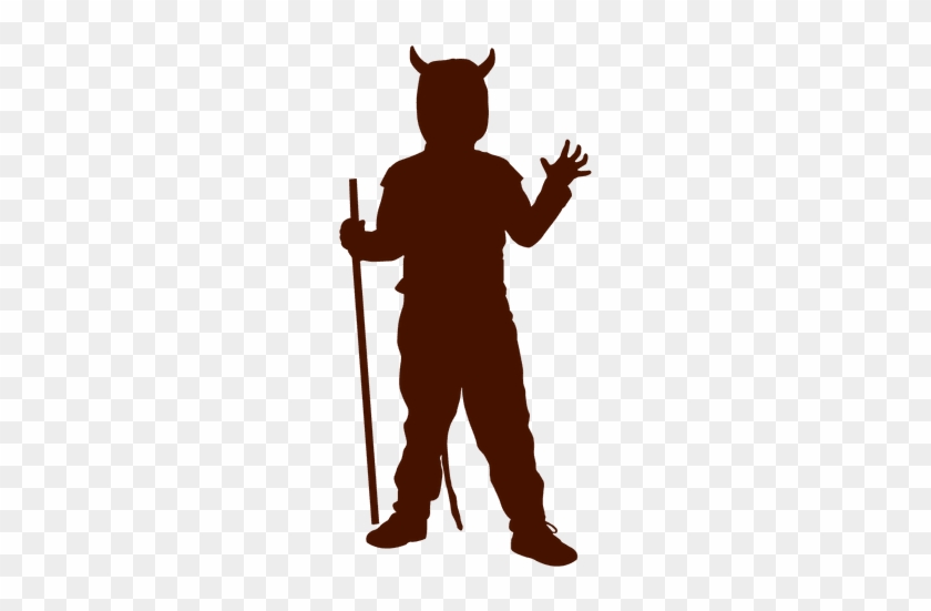 Boy Devil Costume Silhouette Transparent Png - Silhouette #1103341
