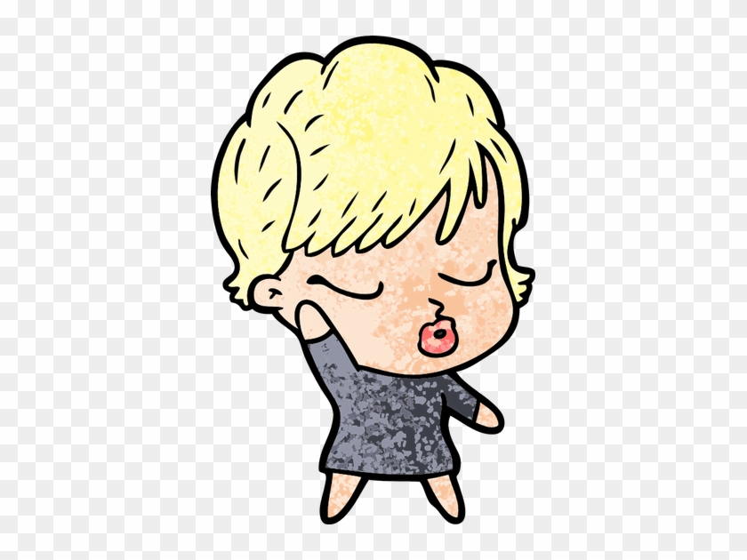 Cartoon Woman With Eyes Shut - Vector Graphics #1104817