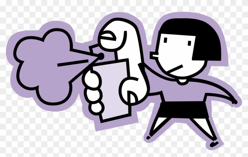 Vector Illustration Of Woman Sprays Aerosol Hair Spray - Cartoon #1106140