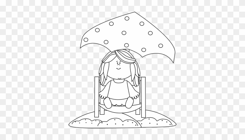 Black And White Girl On The Beach Clip Art - My Cute Graphics Summer Black And White #1107418