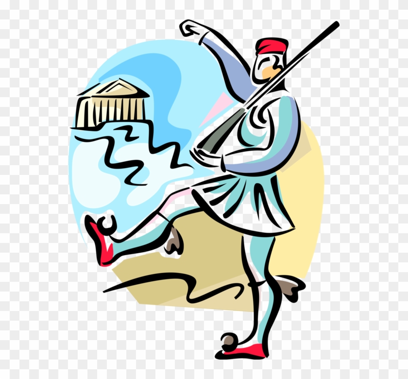 Vector Illustration Of Greek Evzones Or Evzoni Presidential - Cartoon #1107540