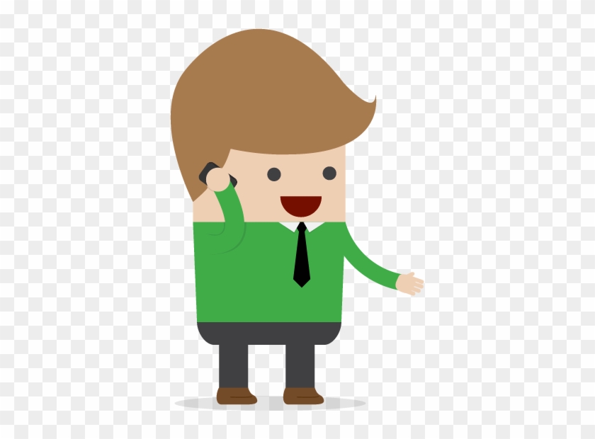 Man Green Shirt On Phone - Cartoon #1110906