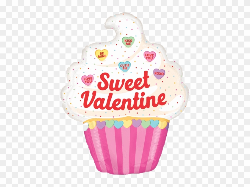 Sweet Valentine Cupcake Mylar Balloon - Multicolor #1112573