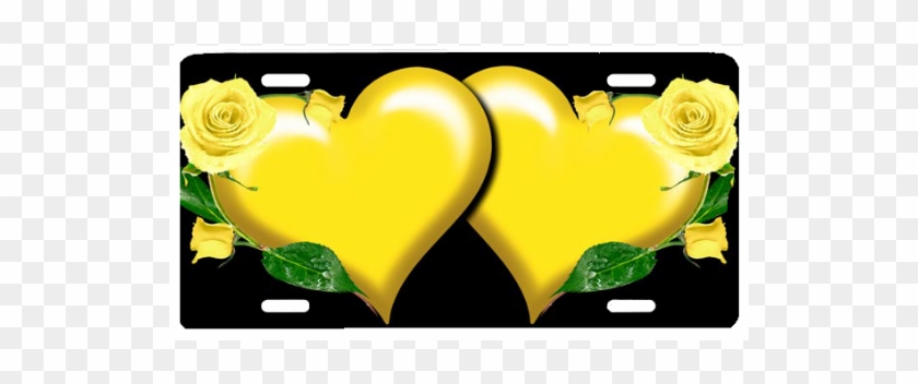 Yellow Heart With Roses - Yellow #1113620