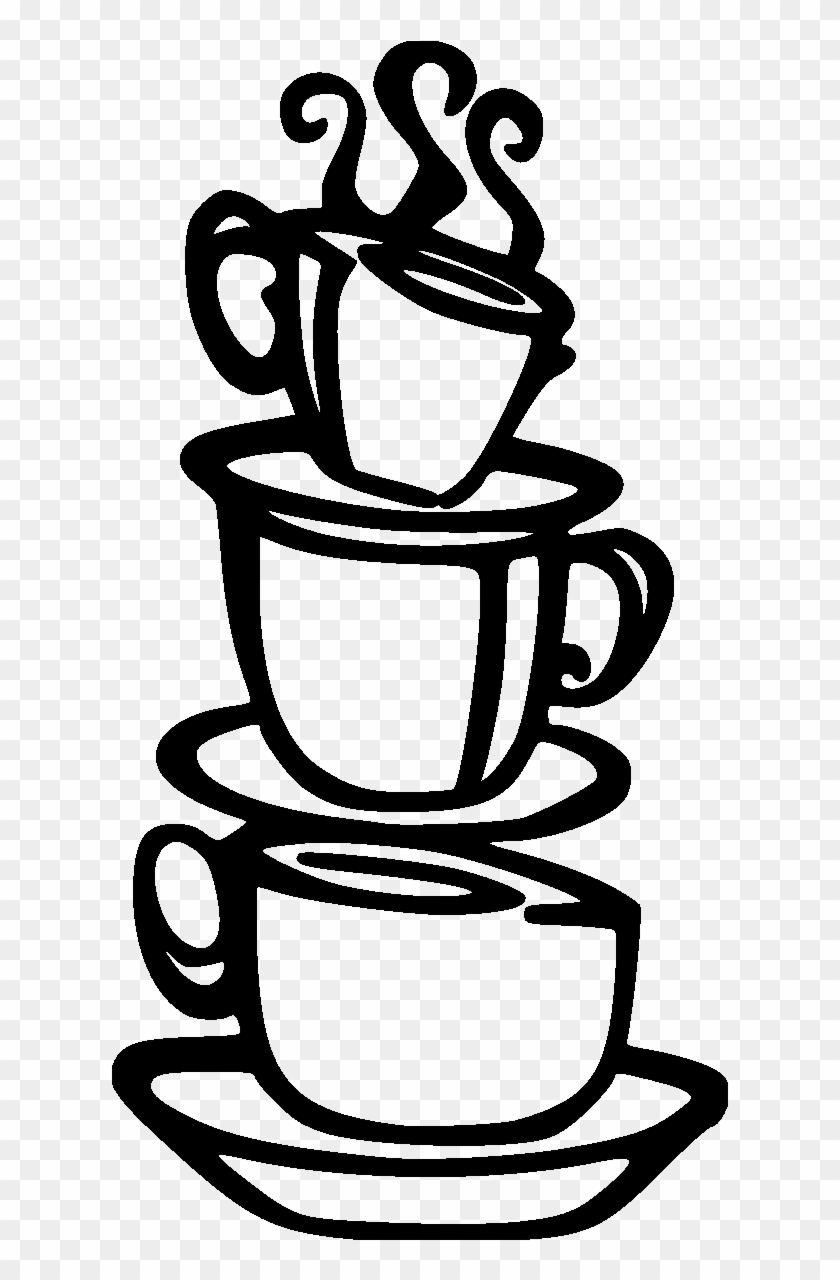 Coffee Cups Stacked2 File Size - Removable Diy Kitchen Decor Coffee House Cup Decals #1115666