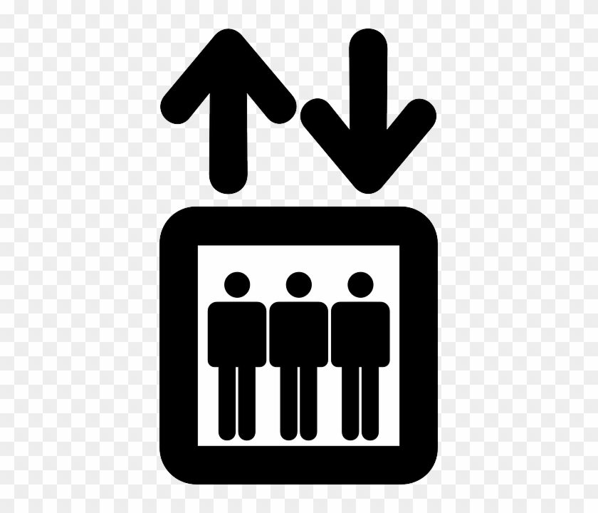 Sign, Symbol, People, Silhouette, Down, Lift - Elevator Sign Clipart #1117446
