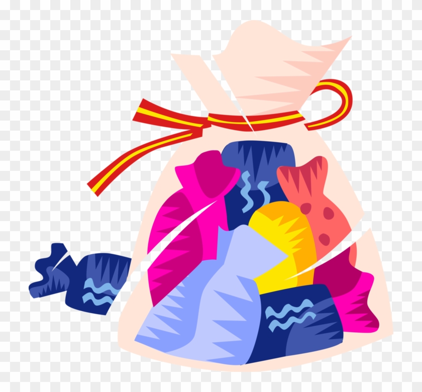 Vector Illustration Of Bag Of Wrapped Confectionery - Candy #1117675