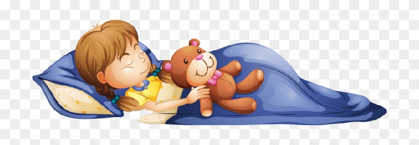 Young Girl Sleeping With A Toy - Girl Sleeping Clipart #1119603
