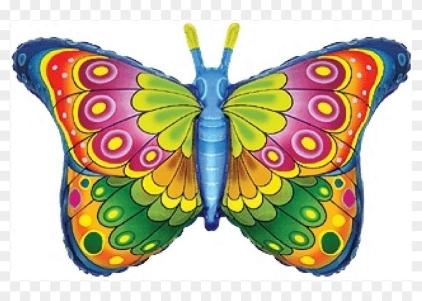 Фольгированный Шар Бабочка Butterfly-coquette - Butterfly Blue Foil Mylar Balloon | 38" | Unpackaged #1120506