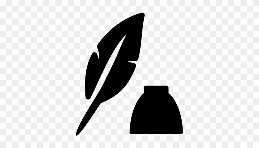 Feather And Ink Bottle Vector - Bote De Tinta Con Pluma #1120845