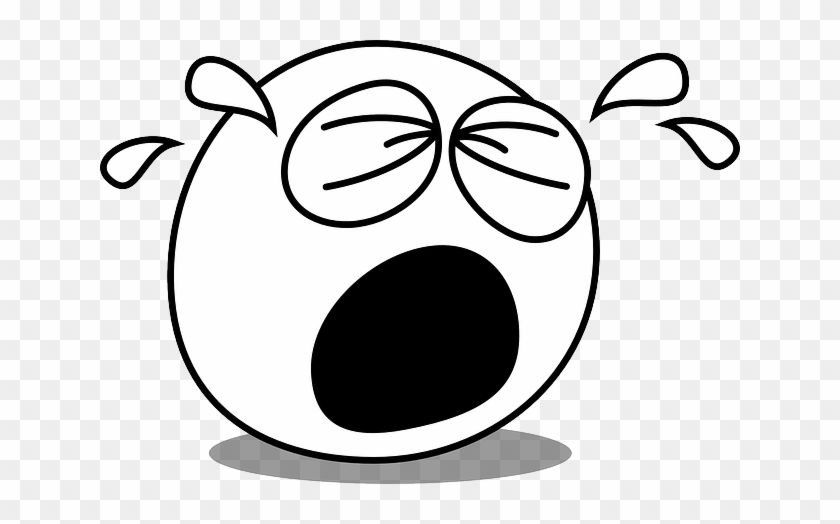 Crying, Smiley, Emotion, Sad - Cry Cartoon Black And White #1123324