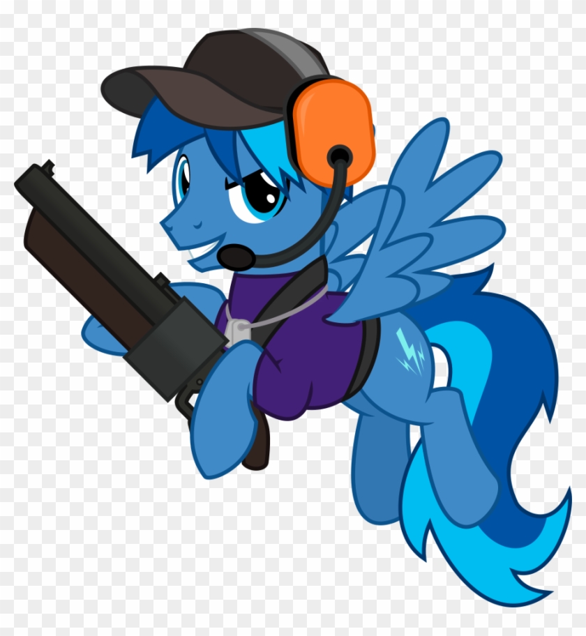 Mlp-trailgrazer, Cap, Gun, Hat, Headset, Male, Oc, - Cartoon #1125604