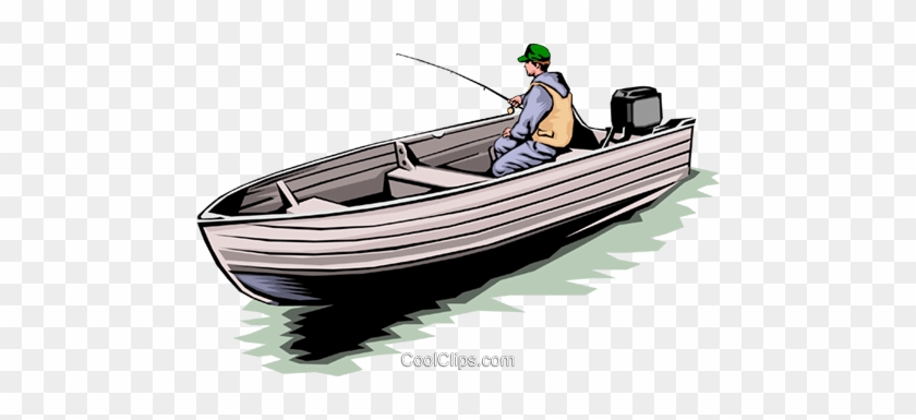 Fisherman In Boat Royalty Free Vector Clip Art Illustration - Fishing Boat #1136010