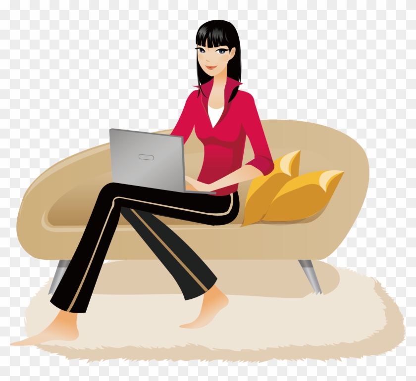 Laptop Woman Clip Art - 5 ส ภาษา พม่า #1136048