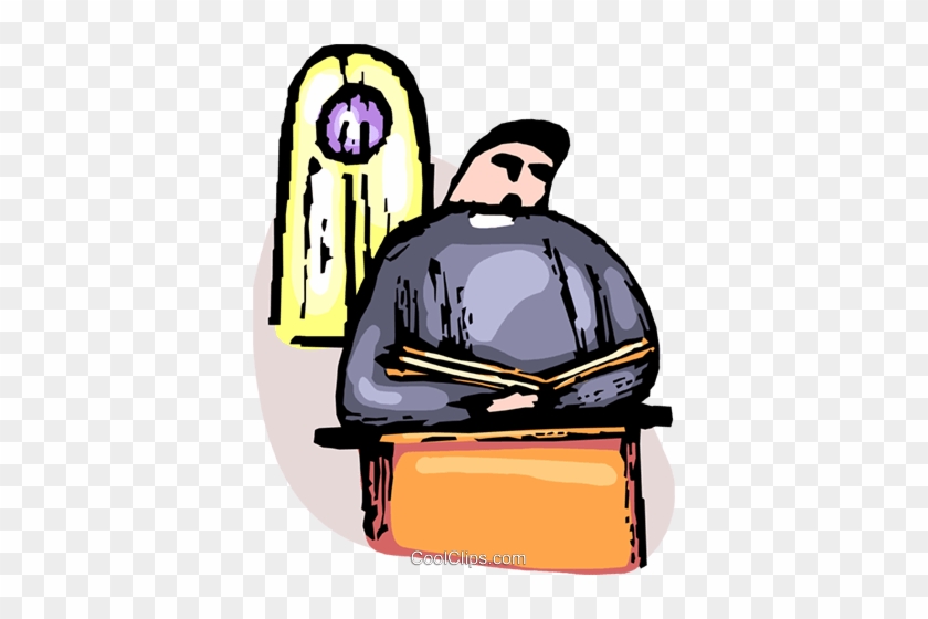 Priest Reading From The Bible Royalty Free Vector Clip - Priest Reading From The Bible Royalty Free Vector Clip #1136832