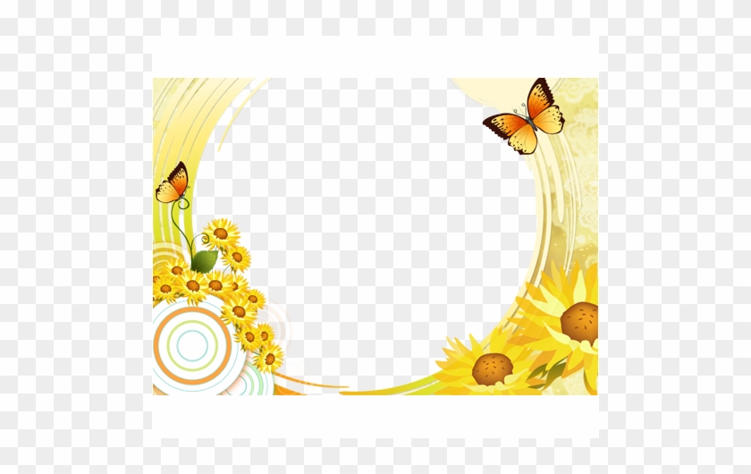 Sunflower Border Photo Frame Png Image - Molduras Flores Amarelas Png #1137419