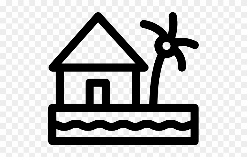 Beach House Free Icon - Clipart Beach House Black & White #1142680