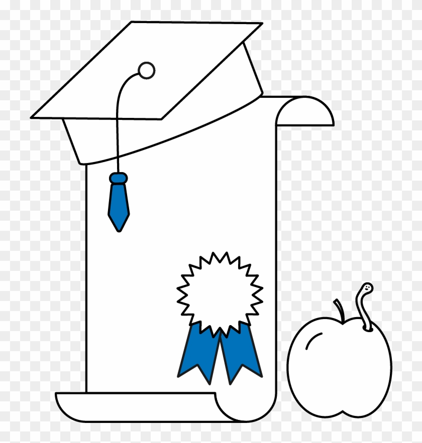 Graduation Cap, Certificate, And Apple - Graduation Ceremony #1142787