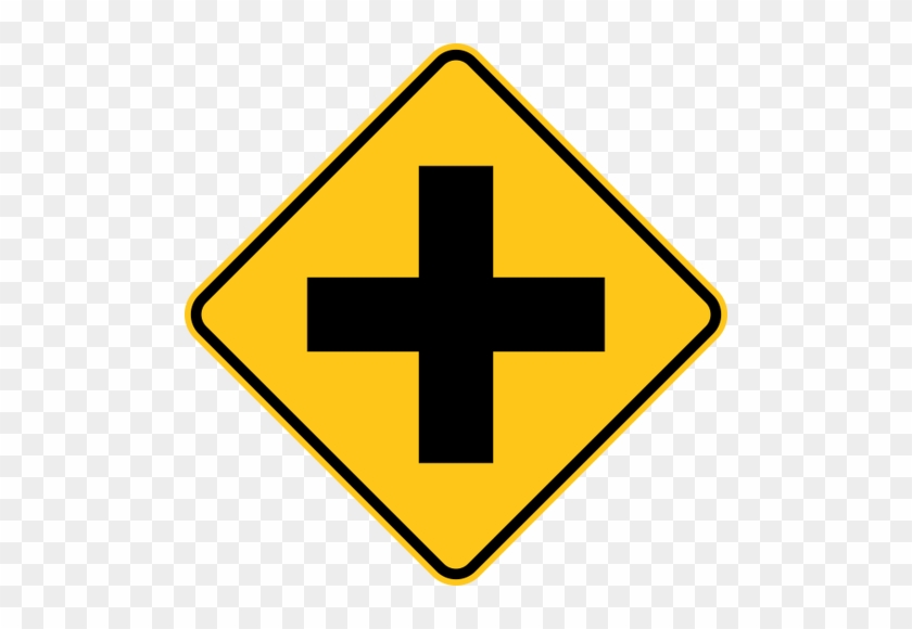 Cross Road Warning Trail Sign Yellow - Cross Road Sign Meaning #1143527