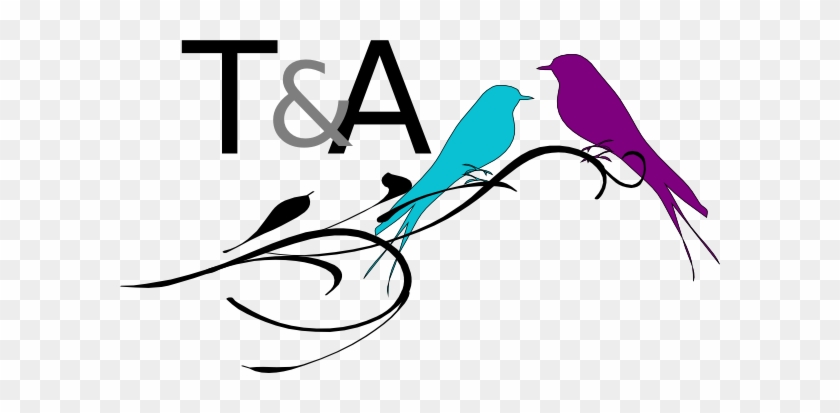 Love Birds On A Branch Purple And Malibu Clip Art At - Clip Art #1144062