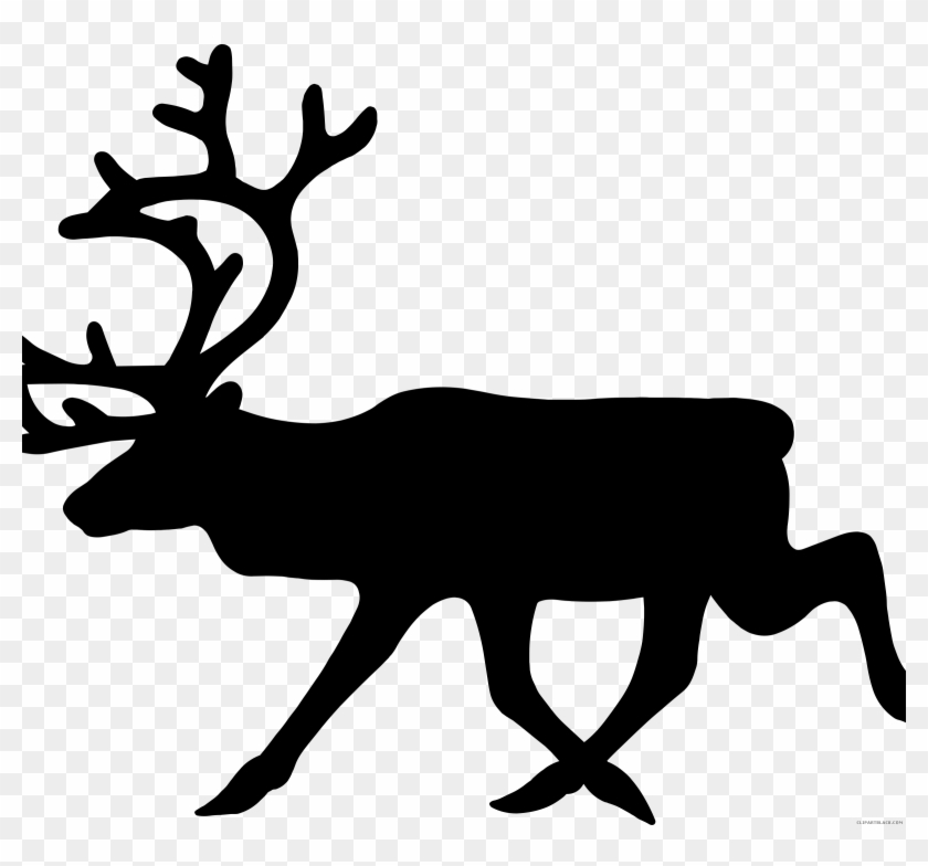 Reindeer Silhouette Animal Free Black White Clipart - Reindeer Silhouette #190714