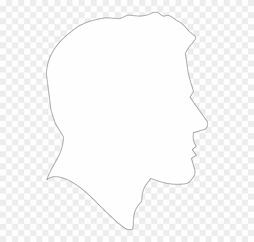 Free Girl Head Silhouette Clipart - Silhouette White On Black #190799