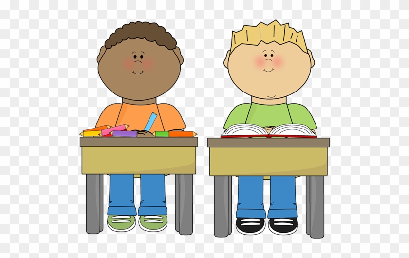 Classroomclipart Com - Cartoon Boy Sitting At Desk #191194